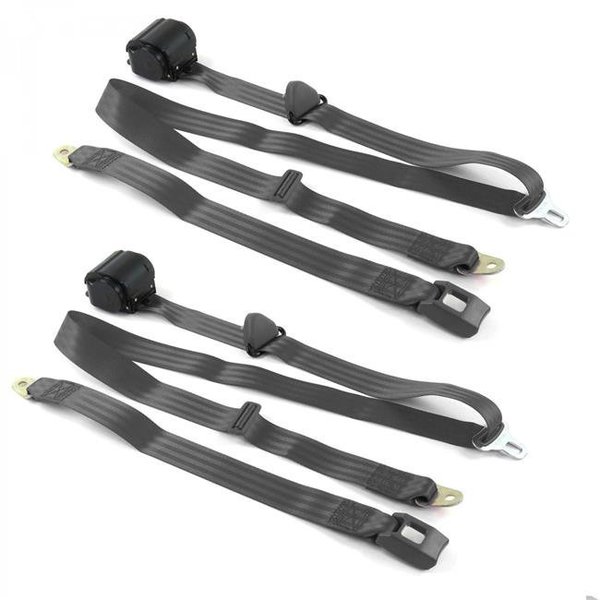 Geared2Golf Standard 3 Point Charcoal Retractable Bucket Seat Belt Kit for VW Type 3 Squareback - 2 Belts GE1348524